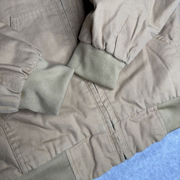 Old Navy Cargo Jacket Boys 12 Beige Cotton Quilted Canvas Hooded Bomber Farm - Picture 7 of 9